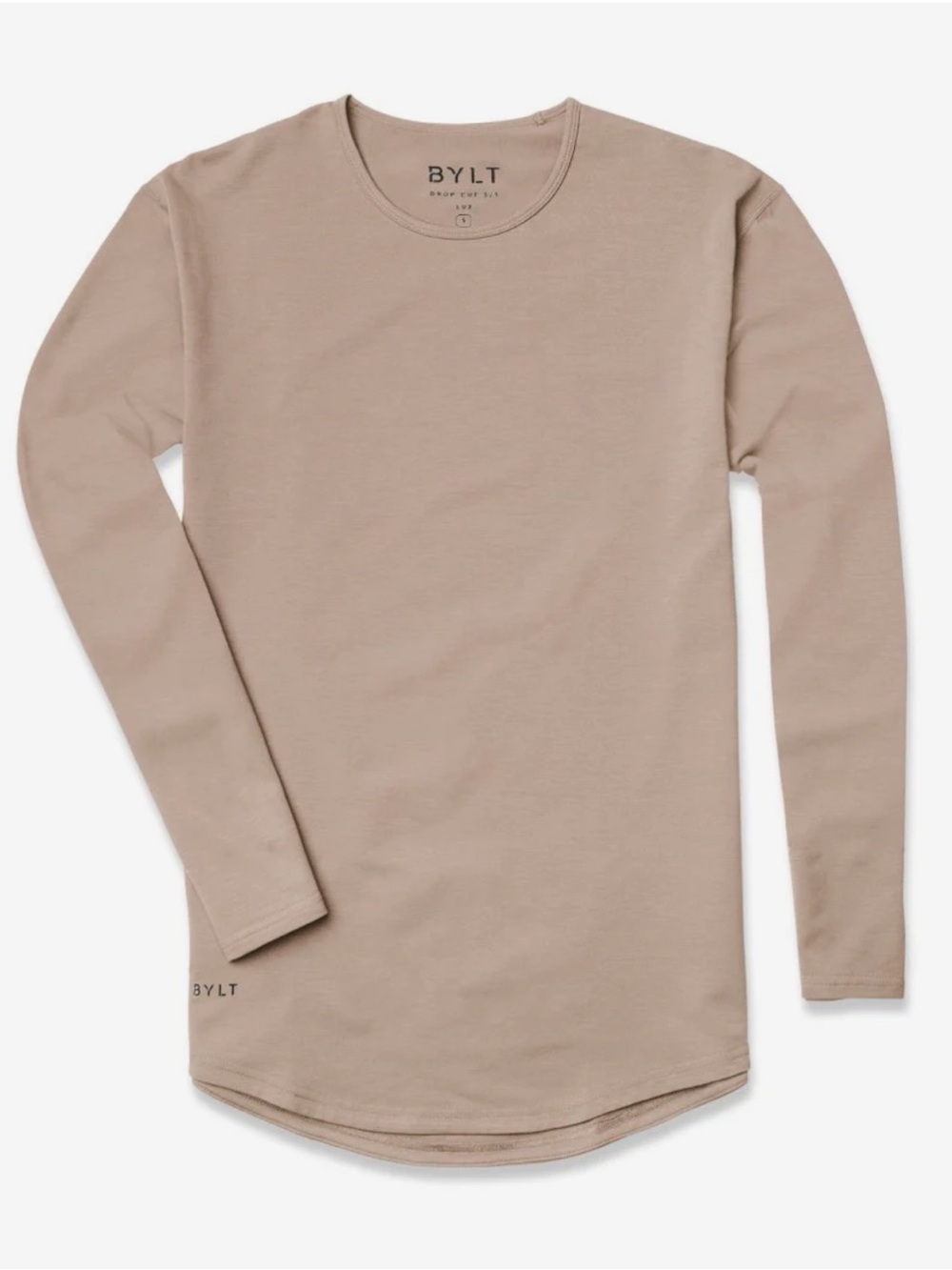 NWT BYLT PREMIUM BASICS DROP-CUT LONG SLEEVE LUX T-SHIRT | SAND | TAUPE
MEDIUM